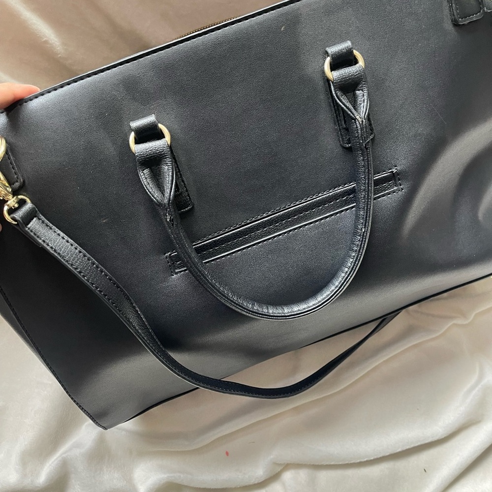 Elegant Black Leather Tote Bag